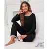 image:imagePrinStory Womens Pajama Set Long Sleeve Sleepwear Ladies Soft Pjs Lounge Set 2026Black