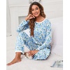 image:imagePrinStory Womens Pajama Set Long Sleeve Sleepwear Ladies Soft Pjs Lounge Set 2026Jasmine Blue