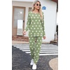image:imagePrinStory Womens Pajama Set Long Sleeve Sleepwear Nightwear Soft Pjs Lounge Sets With PocketsFplight Green Wh Star