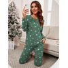image:imagePrinStory Womens Pajama Set Long Sleeve Sleepwear Nightwear Soft Pjs Lounge Sets With PocketsWhite Star Green