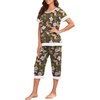 image:imagePrinStory Womens Pajama Set Short Sleeve Shirt and Capri Pants Sleepwear Pjs Sets Lounge SetFpbutterfly