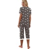 image:imagePrinStory Womens Pajama Set Short Sleeve Shirt and Capri Pants Sleepwear Pjs Sets with PocketsFpgray White Star