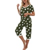 image:imagePrinStory Womens Pajama Set Short Sleeve Shirt and Capri Pants Sleepwear Pjs Sets with PocketsFpgreen Black Sheep