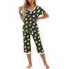 image:imagePrinStory Womens Pajama Set Short Sleeve Shirt and Capri Pants Sleepwear Pjs Sets with PocketsFpgreen Black Sheep