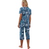 image:imagePrinStory Womens Pajama Set Short Sleeve Shirt and Capri Pants Sleepwear Pjs Sets with PocketsGood Night Blue