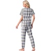 image:imagePrinStory Womens Pajama Sets Short Sleeve Pjs 2 Piece Lounge Set Soft Pj Sets Lightweight Sleepwear Loungewear with PocketsFpblue White Plaid