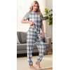 image:imagePrinStory Womens Pajama Sets Short Sleeve Pjs 2 Piece Lounge Set Soft Pj Sets Lightweight Sleepwear Loungewear with PocketsFpblue White Plaid