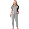 image:imagePrinStory Womens Pajama Sets Short Sleeve Pjs 2 Piece Lounge Set Soft Pj Sets Lightweight Sleepwear Loungewear with PocketsLight Gray