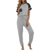 image:imagePrinStory Womens Pajama Sets Short Sleeve Pjs 2 Piece Lounge Set Soft Pj Sets Lightweight Sleepwear Loungewear with PocketsLight Gray