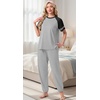 image:imagePrinStory Womens Pajama Sets Short Sleeve Pjs 2 Piece Lounge Set Soft Pj Sets Lightweight Sleepwear Loungewear with PocketsLight Gray