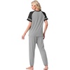 image:imagePrinStory Womens Pajama Sets Short Sleeve Pjs 2 Piece Lounge Set Soft Pj Sets Lightweight Sleepwear Loungewear with PocketsLight Gray