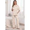 image:imagePrinStory Womens Pajamas Sets 2 Piece Lounge Set Short Sleeve Tops and Long Pants Soft Pjs Loungewear with PocketsFpapricot Tableware