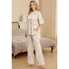 image:imagePrinStory Womens Pajamas Sets 2 Piece Lounge Set Short Sleeve Tops and Long Pants Soft Pjs Loungewear with PocketsFpapricot Tableware