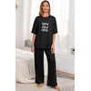 image:imagePrinStory Womens Pajamas Sets 2 Piece Lounge Set Short Sleeve Tops and Long Pants Soft Pjs Loungewear with PocketsFpblack Coffee Letter