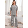 image:imagePrinStory Womens Pajamas Sets 2 Piece Lounge Set Short Sleeve Tops and Long Pants Soft Pjs Loungewear with PocketsFpgray White Star