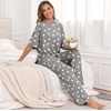 image:imagePrinStory Womens Pajamas Sets 2 Piece Lounge Set Short Sleeve Tops and Long Pants Soft Pjs Loungewear with PocketsFpgray White Star