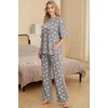 image:imagePrinStory Womens Pajamas Sets 2 Piece Lounge Set Short Sleeve Tops and Long Pants Soft Pjs Loungewear with PocketsFpgray White Star