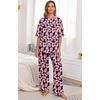 image:imagePrinStory Womens Pajamas Sets 2 Piece Lounge Set Short Sleeve Tops and Long Pants Soft Pjs Loungewear with PocketsFpred Stripe Bow