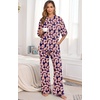 image:imagePrinStory Womens Pajamas Sets 2 Piece Lounge Set Short Sleeve Tops and Long Pants Soft Pjs Loungewear with PocketsFpred Stripe Bow