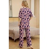image:imagePrinStory Womens Pajamas Sets 2 Piece Lounge Set Short Sleeve Tops and Long Pants Soft Pjs Loungewear with PocketsFpred Stripe Bow