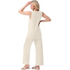 image:imagePrinStory Womens Pajamas Sets 2 Piece Soft Pjs for Women Sleeveless Pajama Set Summer Loungewear with PocketsBeige Apricot