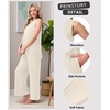 image:imagePrinStory Womens Pajamas Sets 2 Piece Soft Pjs for Women Sleeveless Pajama Set Summer Loungewear with PocketsBeige Apricot