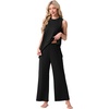 image:imagePrinStory Womens Pajamas Sets 2 Piece Soft Pjs for Women Sleeveless Pajama Set Summer Loungewear with PocketsBlack