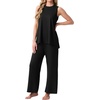 image:imagePrinStory Womens Pajamas Sets 2 Piece Soft Pjs for Women Sleeveless Pajama Set Summer Loungewear with PocketsBlack