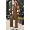 image:imagePrinStory Womens Pajamas Sets 2 Piece Soft Pjs for Women Sleeveless Pajama Set Summer Loungewear with PocketsBrown