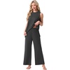 image:imagePrinStory Womens Pajamas Sets 2 Piece Soft Pjs for Women Sleeveless Pajama Set Summer Loungewear with PocketsDark Gray