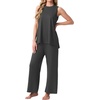 image:imagePrinStory Womens Pajamas Sets 2 Piece Soft Pjs for Women Sleeveless Pajama Set Summer Loungewear with PocketsDark Gray