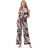 image:imagePrinStory Womens Pajamas Sets 2 Piece Soft Pjs for Women Sleeveless Pajama Set Summer Loungewear with PocketsFpbig Leaf Pink