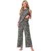 image:imagePrinStory Womens Pajamas Sets 2 Piece Soft Pjs for Women Sleeveless Pajama Set Summer Loungewear with PocketsFpblack Tree Grain