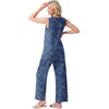 image:imagePrinStory Womens Pajamas Sets 2 Piece Soft Pjs for Women Sleeveless Pajama Set Summer Loungewear with PocketsFpblue Cyan Vines
