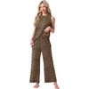 image:imagePrinStory Womens Pajamas Sets 2 Piece Soft Pjs for Women Sleeveless Pajama Set Summer Loungewear with PocketsFpkhaki Love