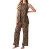 image:imagePrinStory Womens Pajamas Sets 2 Piece Soft Pjs for Women Sleeveless Pajama Set Summer Loungewear with PocketsFpkhaki Love