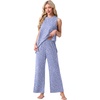image:imagePrinStory Womens Pajamas Sets 2 Piece Soft Pjs for Women Sleeveless Pajama Set Summer Loungewear with PocketsFpspot Blue