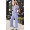 image:imagePrinStory Womens Pajamas Sets 2 Piece Soft Pjs for Women Sleeveless Pajama Set Summer Loungewear with PocketsFpspot Blue