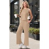 image:imagePrinStory Womens Pajamas Sets 2 Piece Soft Pjs for Women Sleeveless Pajama Set Summer Loungewear with PocketsKhaki