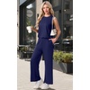 image:imagePrinStory Womens Pajamas Sets 2 Piece Soft Pjs for Women Sleeveless Pajama Set Summer Loungewear with PocketsNavy Blue
