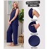 image:imagePrinStory Womens Pajamas Sets 2 Piece Soft Pjs for Women Sleeveless Pajama Set Summer Loungewear with PocketsNavy Blue