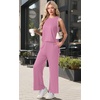 image:imagePrinStory Womens Pajamas Sets 2 Piece Soft Pjs for Women Sleeveless Pajama Set Summer Loungewear with PocketsPurple Red