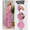 image:imagePrinStory Womens Pajamas Sets 2 Piece Soft Pjs for Women Sleeveless Pajama Set Summer Loungewear with PocketsPurple Red