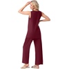 image:imagePrinStory Womens Pajamas Sets 2 Piece Soft Pjs for Women Sleeveless Pajama Set Summer Loungewear with PocketsWine Red