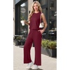 image:imagePrinStory Womens Pajamas Sets 2 Piece Soft Pjs for Women Sleeveless Pajama Set Summer Loungewear with PocketsWine Red
