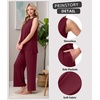 image:imagePrinStory Womens Pajamas Sets 2 Piece Soft Pjs for Women Sleeveless Pajama Set Summer Loungewear with PocketsWine Red