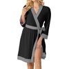 image:imagePrinStory Womens Robe Knit Kimono Bathrobe Lightweight Soft Sleepwear Knee Length Lounge RobesBlack