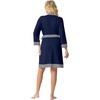 image:imagePrinStory Womens Robe Knit Kimono Bathrobe Lightweight Soft Sleepwear Knee Length Lounge RobesNavy Blue