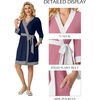 image:imagePrinStory Womens Robe Knit Kimono Bathrobe Lightweight Soft Sleepwear Knee Length Lounge RobesNavy Blue