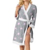 image:imagePrinStory Womens Robe Knit Kimono Bathrobe Lightweight Soft Sleepwear Knee Length Lounge RobesPink Star